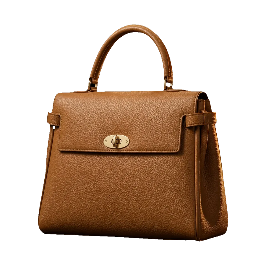 A tan grained-leather top-handle bag